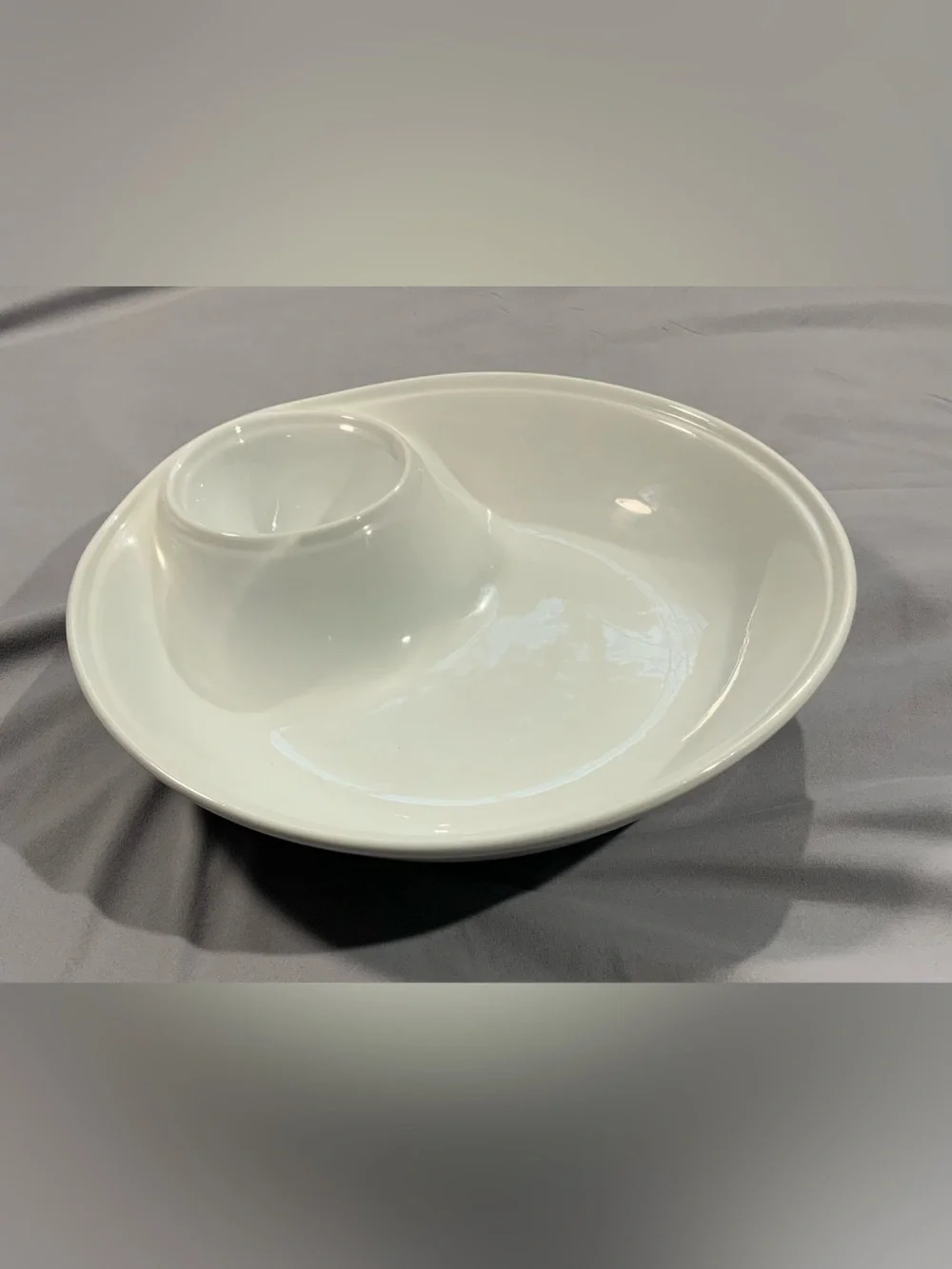 Gibson Home Gracious Dining 12” White Chip & Dip Serving Bowl